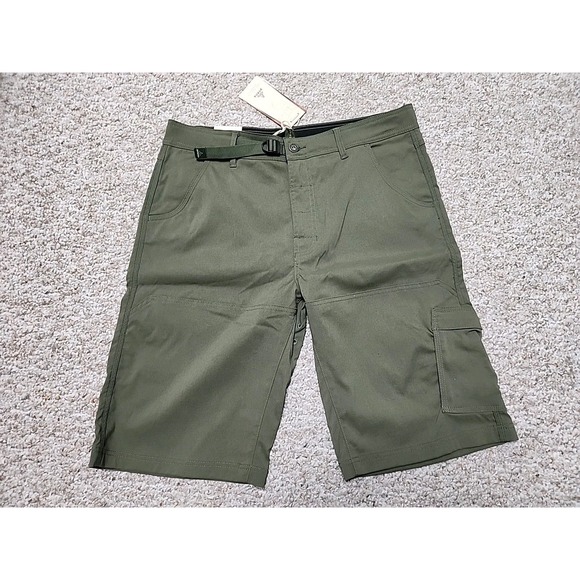 Prana Other - Prana Zion Mens Large Green Cargo Shorts Belted Stretch Hiking Gorpcore $65 NWT
